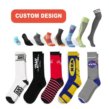 KT-1 OEM crew men calcetines Customize knitted embroidered design made embroidery custom logo cotton sport athletic socks