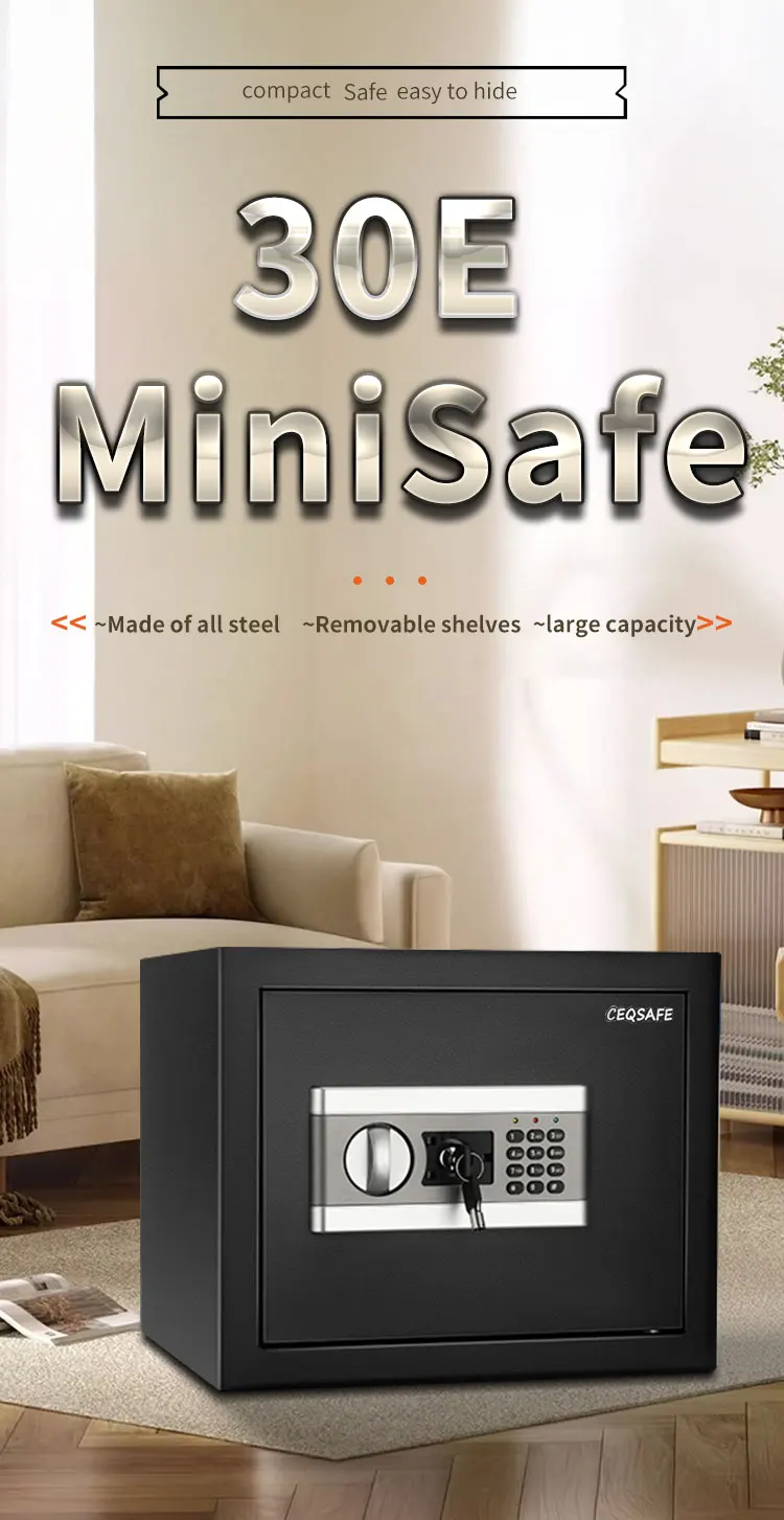CEQSAFE Security Electronic Box Office Use Safety Deposit Size Full Metal Stash Can Steel Hotel Fireproof Small Digital Safe factory
