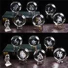 Gift Home Decor Birthday Gift Ornament 3D Zodiac Sign Star Crystal Ball Laser Engraved Glass Sphere Crystal Craft