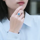 Ring Diamond Rings Thriving Gems Newly Style Luxury Blue Topaz Ring 925 Sterling Sliver Moissanite Diamond Rings