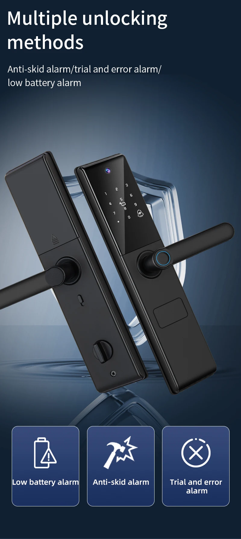 Qleung S829max Tuya Wifi APP Telekomparat Odciski palców Hasło Karta Klucz Smart Door Lock dla domu Hotel Biuro 9