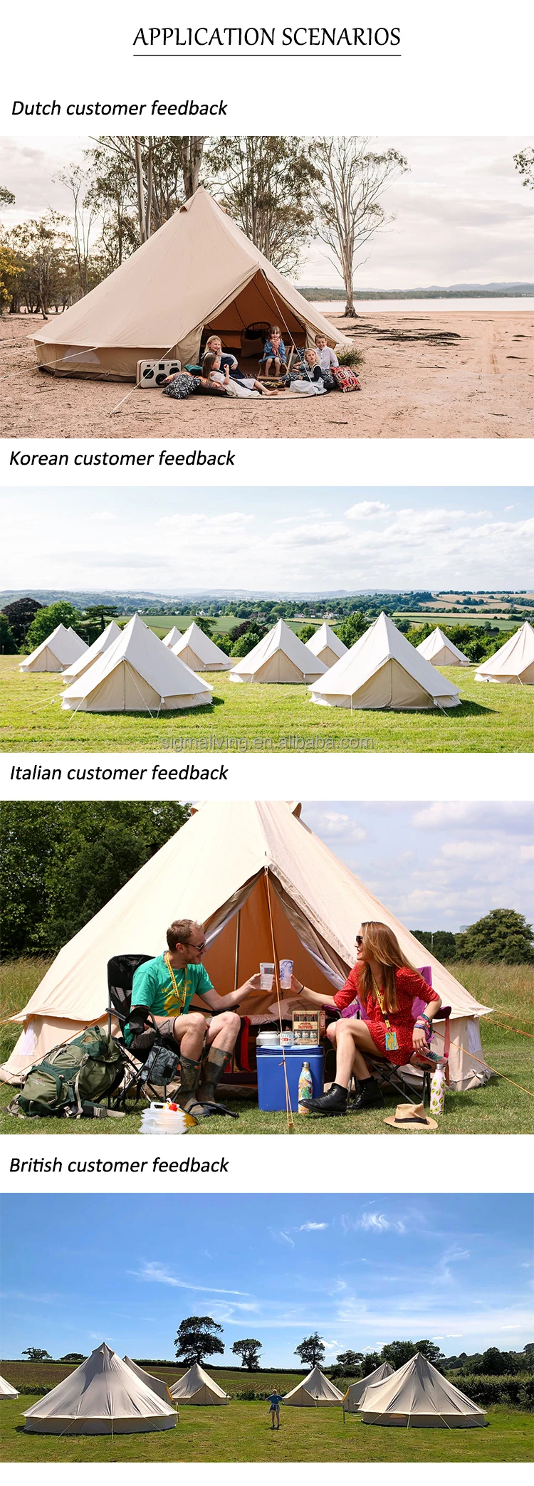 New design outdoor camping cotton canvas shelter canvas tent