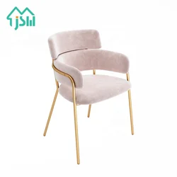 Home furniture design pink fabric design stainless steel chairs for living room modern