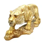 Home Decorative Feng Shui Ornaments Animal Sculpture Desktop Ornaments Golden Tiger Resin Crafts