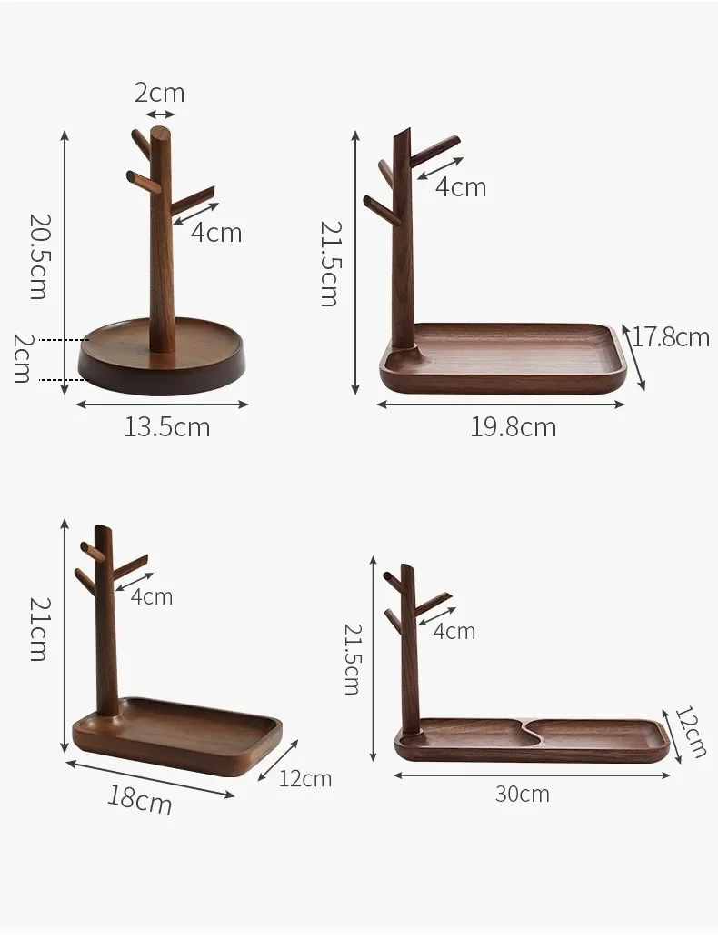 Wholesale Custom Wooden Jewelry Stand Hanging Display Rack Ring Tray Dish Holder Wall-Mounted Shelf Bracelet Watch Jewelry