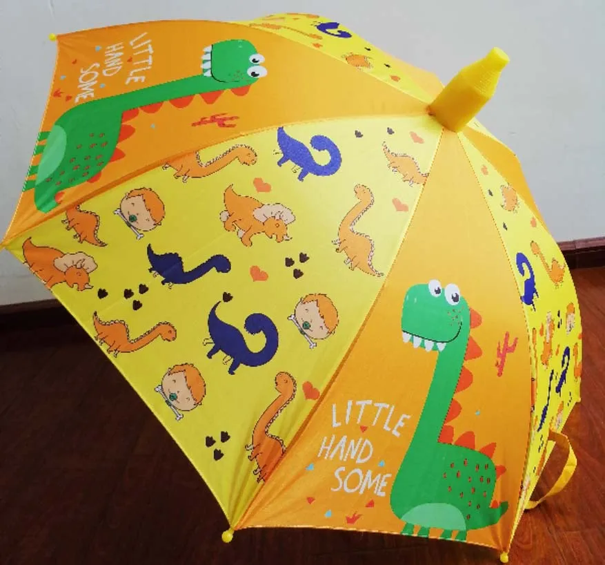 DD2722 Wholesale Girls Boys Kids Stick Umbrella Rain Sun Automatic Open Cartoon Animal Character Children Umbrella Manufacturer