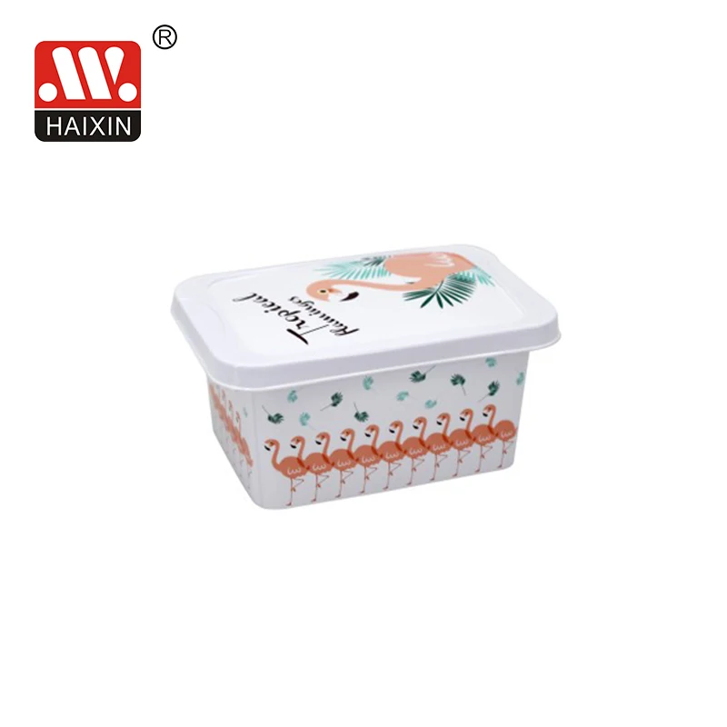 Wholesale home storage & organization IML storage box plastic 4.8L multi function storage container with flamingo pattern