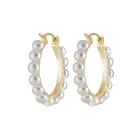 Pearl Earring 925 Silver Earring Popular 925 Sterling Silver 18k Gold Pearl Hoop Huggie Earring For Women Fashion Jewelry