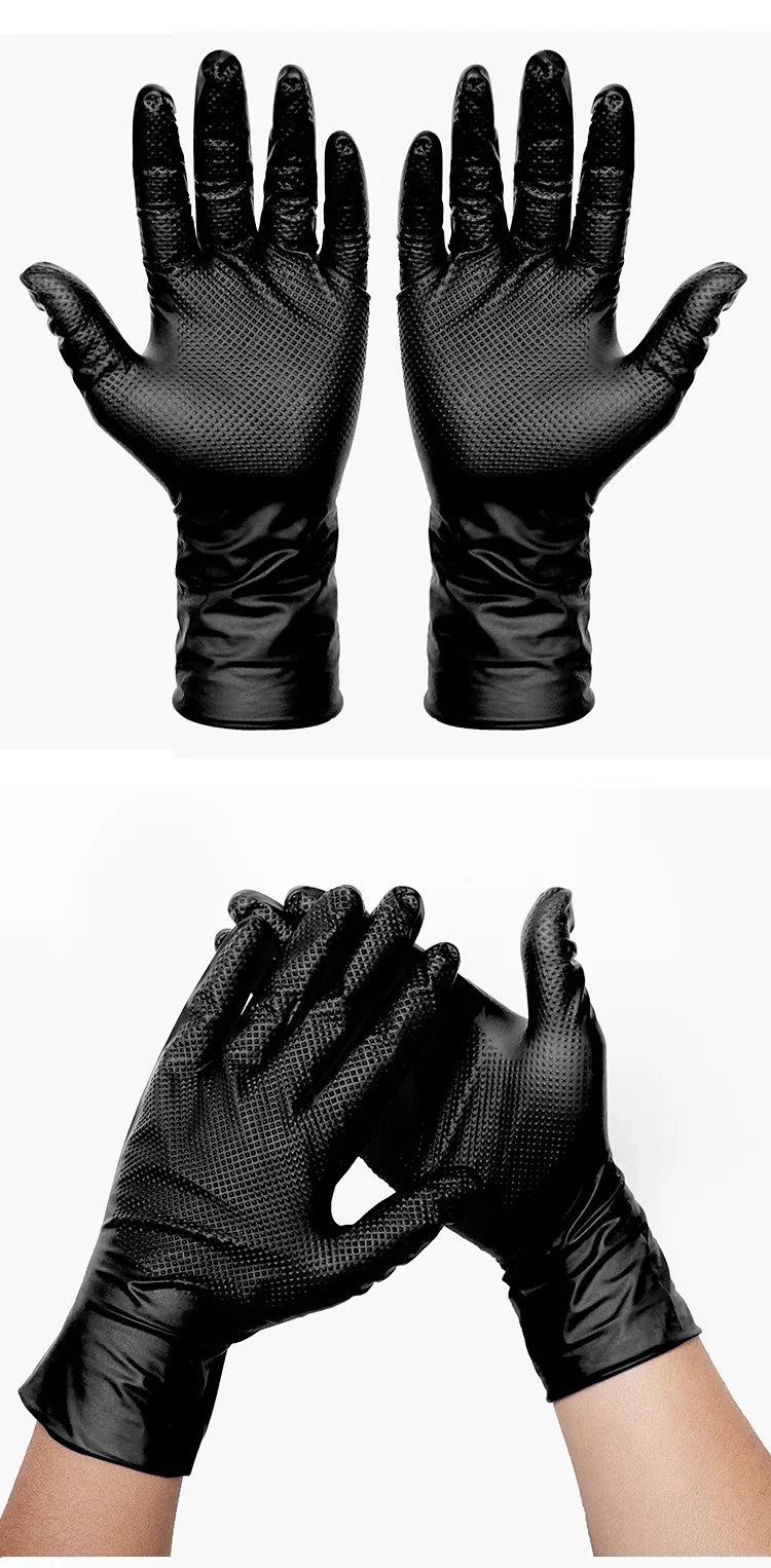 Wholesale High Quality 8mil 12g automobile industrial shop black nitrile/pvc use  garage nonmedical heavy  car repair use gloves