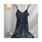 Black Dress Women Classic Black Sexy Sleepwear Silk Dress Lingerie Sling Nightdress