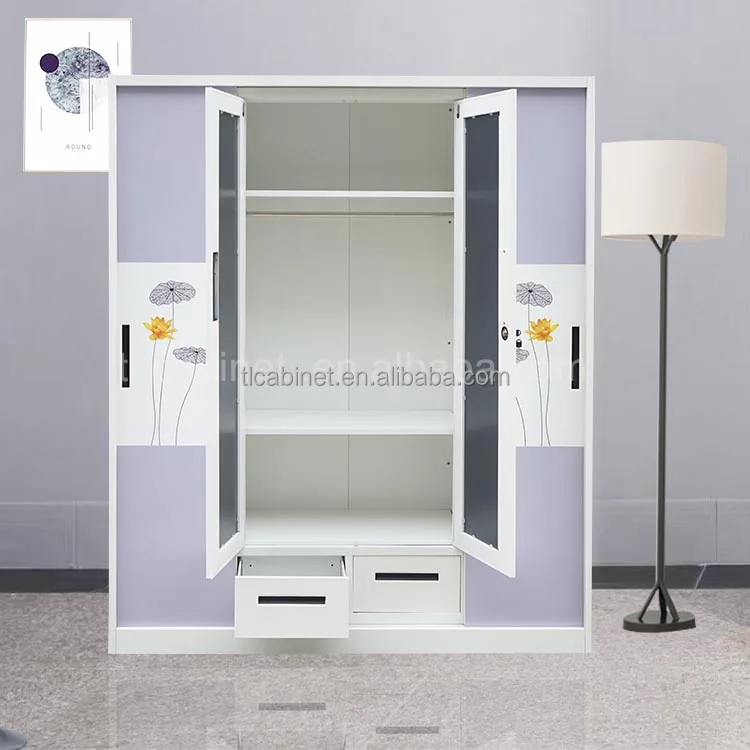 Custom 3-Door Steel Almirah Metal Wardrobe Cabinet Detachable Storage for Bedroom Closets Home Furniture