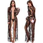 Lingerie Mature Women Hot Transparent Lace Dress Sexy Long Lingerie Robe