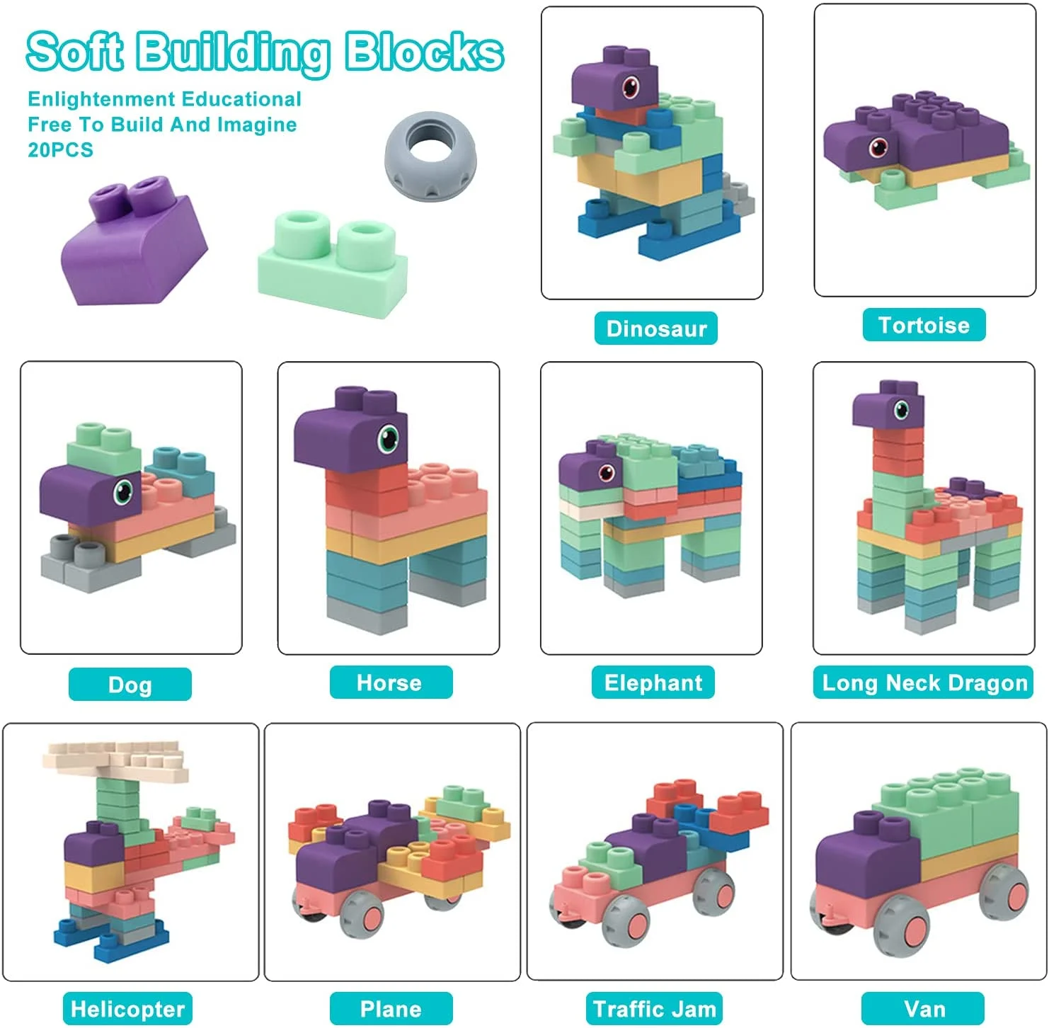 Best welcome fashion silicon soft rubber building block for baby toys