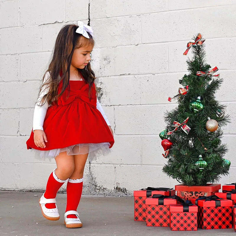 New trendy Christmas toddler girls clothes princess halter dresses festival kids suits Korean girls dresses outfits
