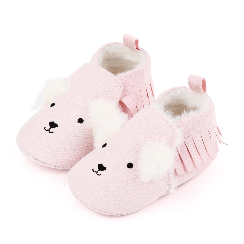 Autumn and Winter Solid Color Tassels Cute Little Animal Baby Soft Sole Warm Walking Cotton Boots supplier