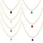 Gold CANNER 18K Gold Plated Diamond Chain Silver Necklace Water Drop Pendant Choker Neckalce Jewelry
