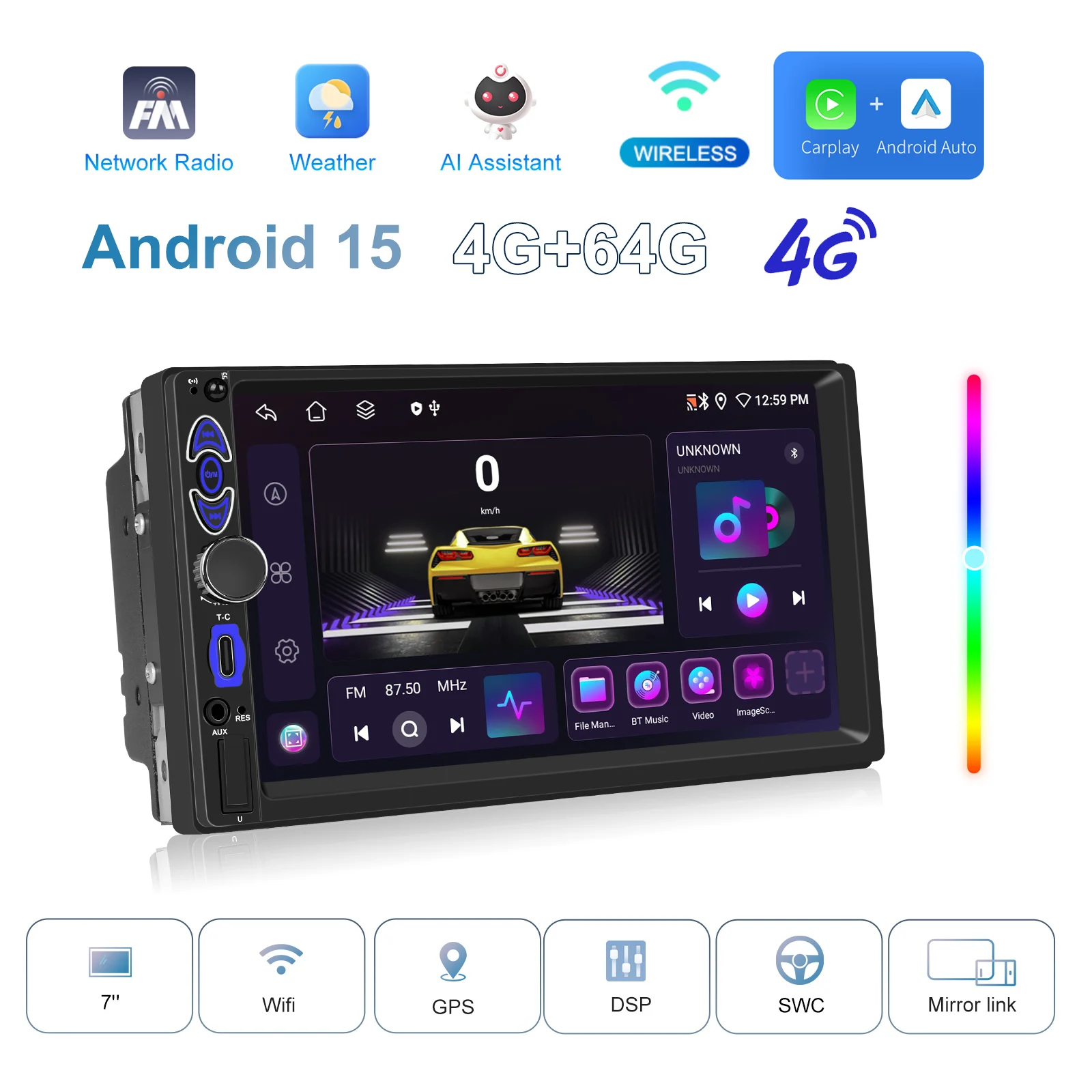 podofo 7 8 core 464gb android car stereo wireless carplay car radio with 4g modem android auto wifi gps odm factory a4305-2