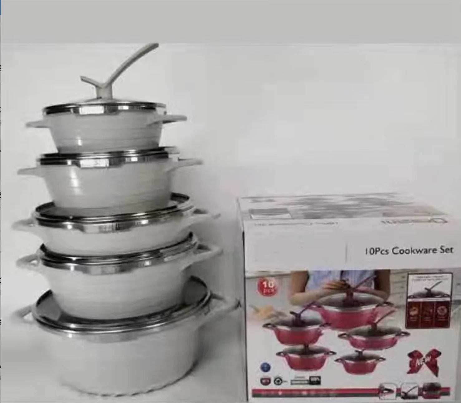 Ready Ship Stock Detachable Handle Cookware Set Casseroles 10pcs Enamel Cast Iron Cookware Set
