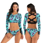 Suit Beachwear New Long Sleeve Surfing Suit Print Beachwear With Hollow Back Swimwear