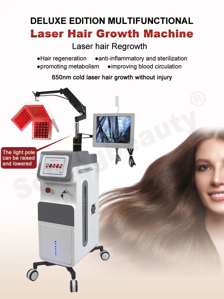 5 in 1 high frequency oxygen therapy hair regrowth scalp treatment analyzer laser hair growth machine for hair loss
