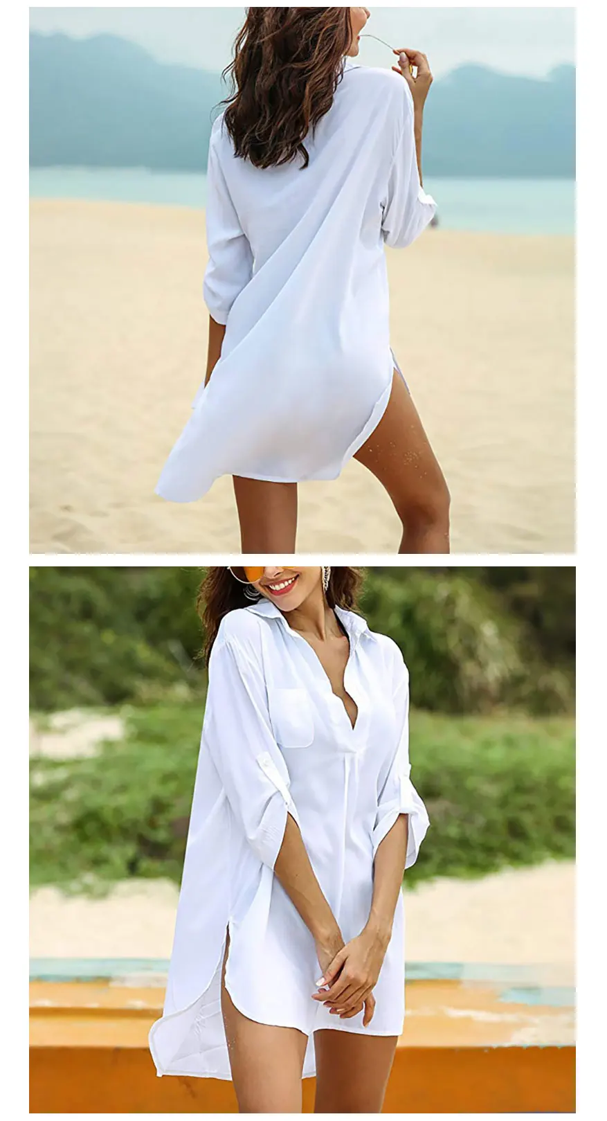 Women S Swimsuit Plus Size Beach Cover Up Shirt Bikini Beachwear