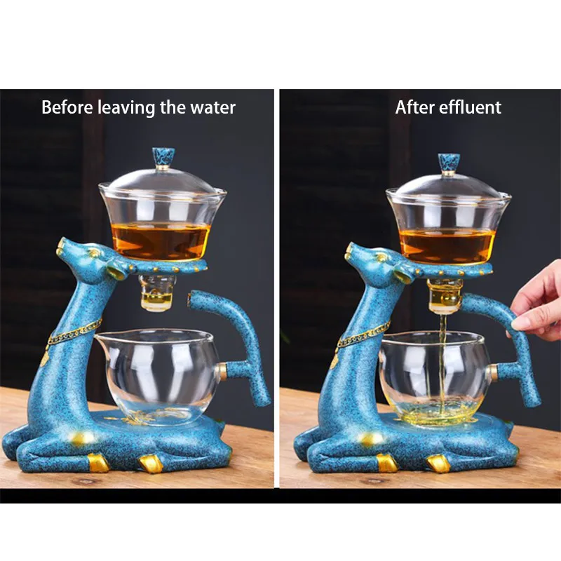 Creative deer self-watering chinese tea pot set heat water heater pot resistant glass tea pot with strainer 10.jpg