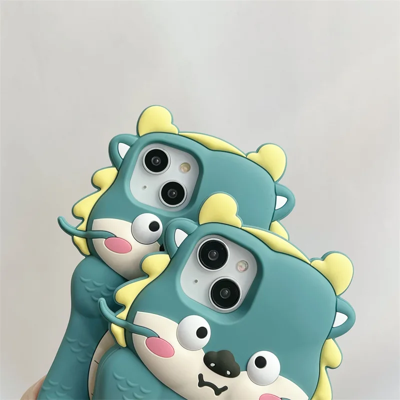 Lovely Animal Cartoon Back Cover Baby Dragon Silicone Cute Phone Case for Apple iPhone 15 14 13 12 pro max 11