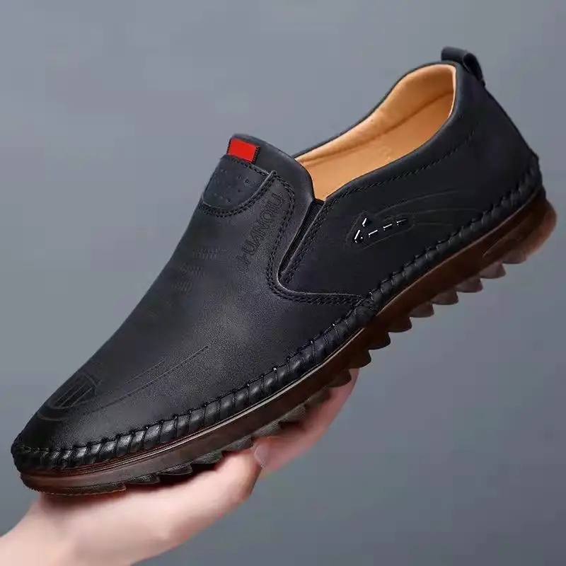 2024 Hot sale  Men's  Shoes Male Fashion Business Formal Dress Leather Shoes Man Casual Shoes PU leather upper flat