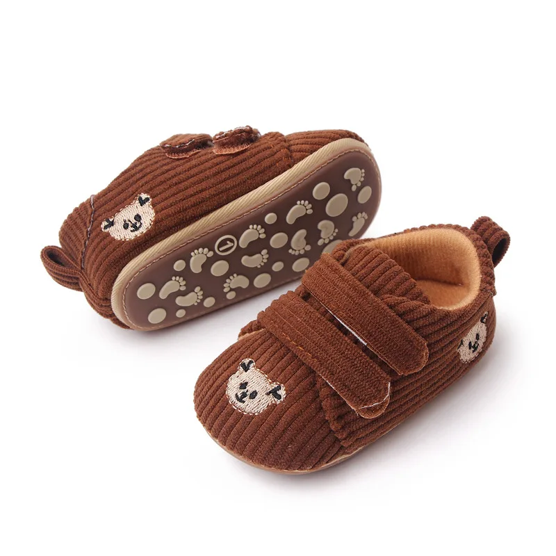 High Quality Soft Anti-slip TPR Outsole Corduroy Material Baby Toddler New Born Shoes 2025 Unisex Boys and Girls details