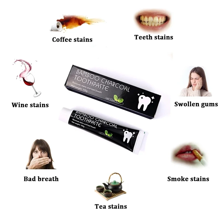 Oral Care Teeth Whitening Natural Black Bamboo Activated Charcoal Toothpaste 105g