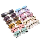 Fashion New Style Fashion Oversized Shades Rimless Vintage Square Gradient Sunglasses 2021 Woman Men