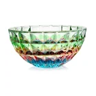 Fruit Plate Bowl Colorful Drawing Rainbow DIAMOND DESIGN GLASS FRUIT PLATE BOWL FOR HOME DECORATIVE