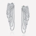 Long Earrings Gold And Silver Long Multi-layer Tassels Diamond Waterfall Tassel Earrings Women
