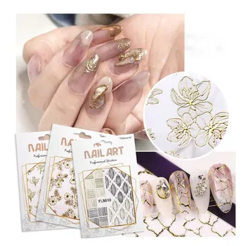 Ready Stock Net Line Tape on Nails Holographic Mesh Design Nail Decorations Adhesive Stickers Metal Silk Foil Mesh Nail Sticker