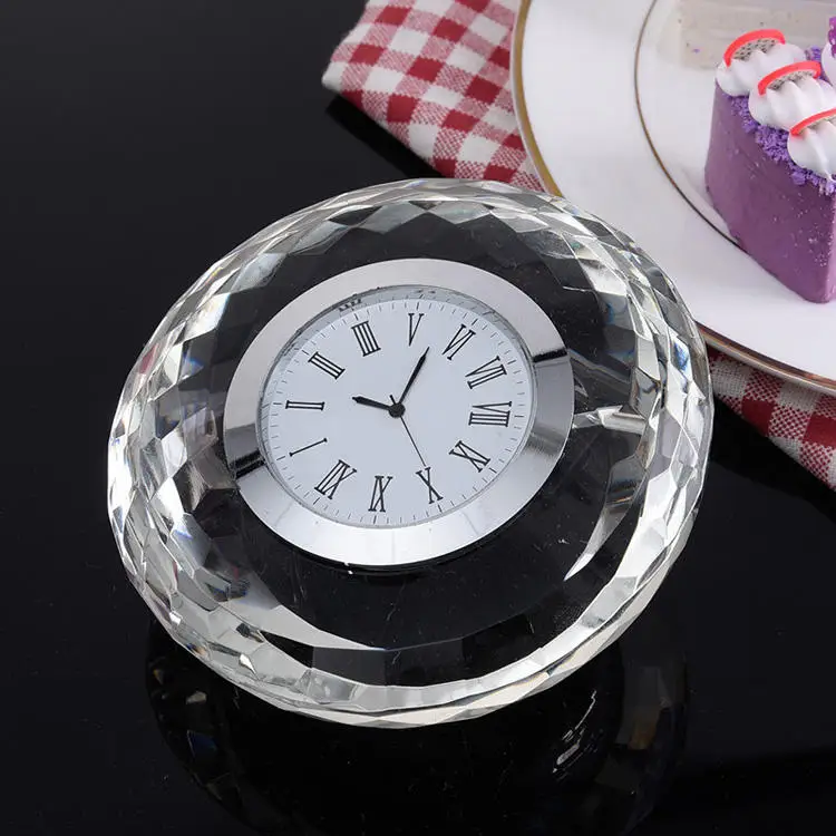 product shining creative k9 crystal souvenir crystal table clock for gifts-8
