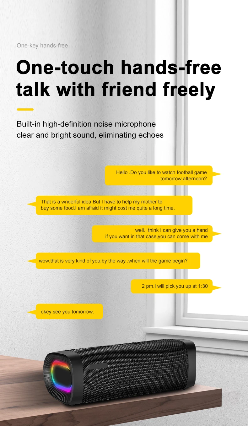 Factory customized Portable Wireless Bluetooth Speaker super bass sports outdoor RGB wireless speaker