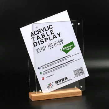 Custom A4 A5 Clear Menu Label Holder Slanted Insert T Shape Acrylic