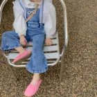 Shirt Girls White Shirt Demin Overalls Set With Lace Girls Spring Clothing Set