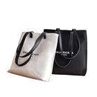 White Bag Leather Custom High Quality White Bag Canvas Tote Bag With Leather Strap