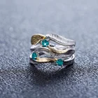Green Ring Jewelry Trendy Round Shape Green Agate Gold Plated Decorative 925 Sterling Silver Ring Jewelry Women Gift