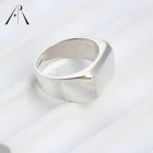 Rings Ring 925 Sterling Silver Man Women Platinum Plated Square Large Wide Rings Simple Design Ring