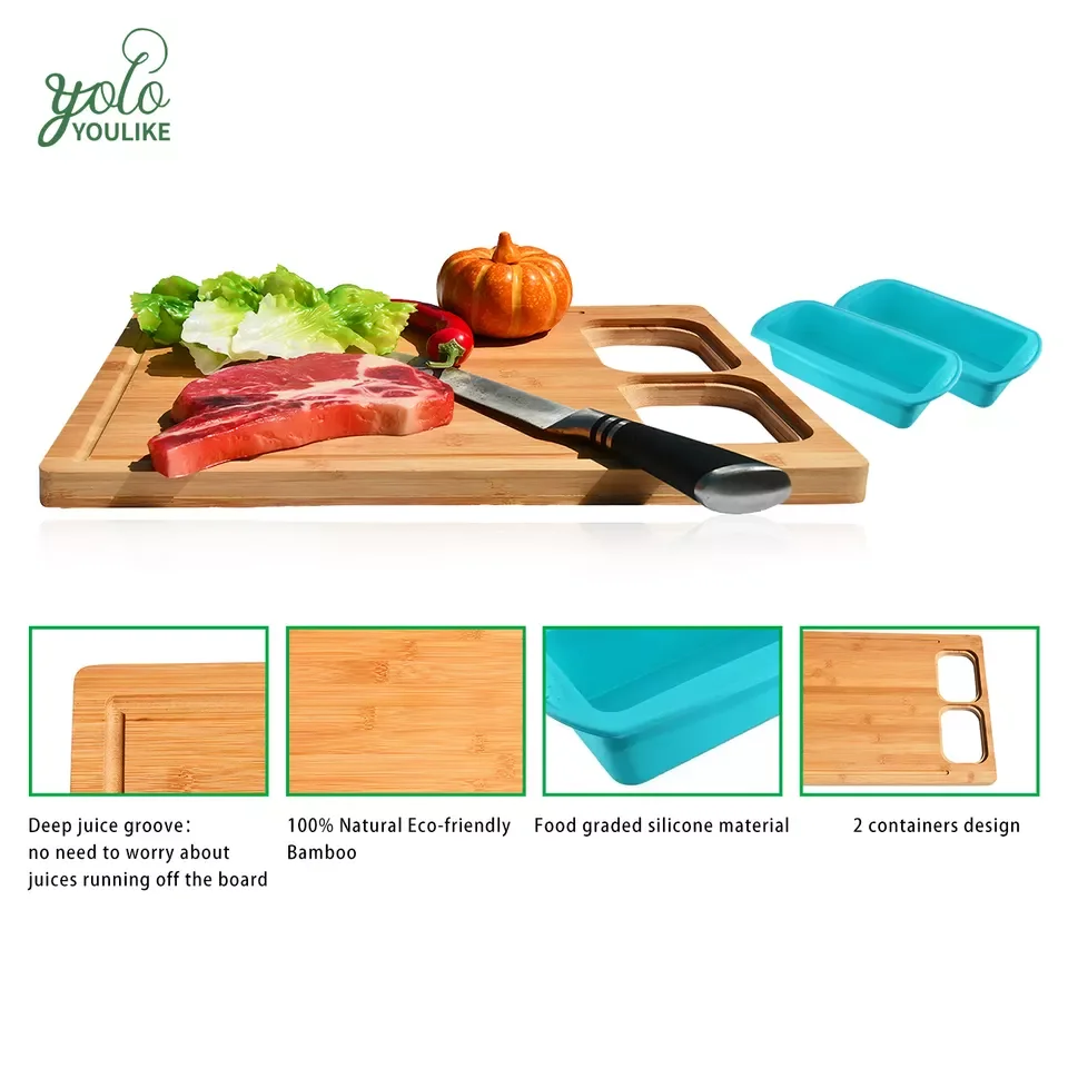 Youlike Over The Sink Chopping Board Kitchen  Expandable Bamboo Cutting Board With Strainer Containers