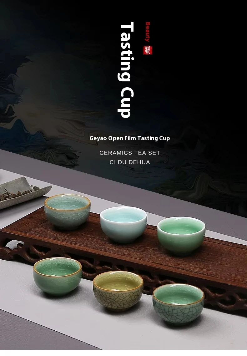 product factory wholesale longquan celadon ice cracked porcelain kung fu single tea set classic design ceramic tasting cup231-4