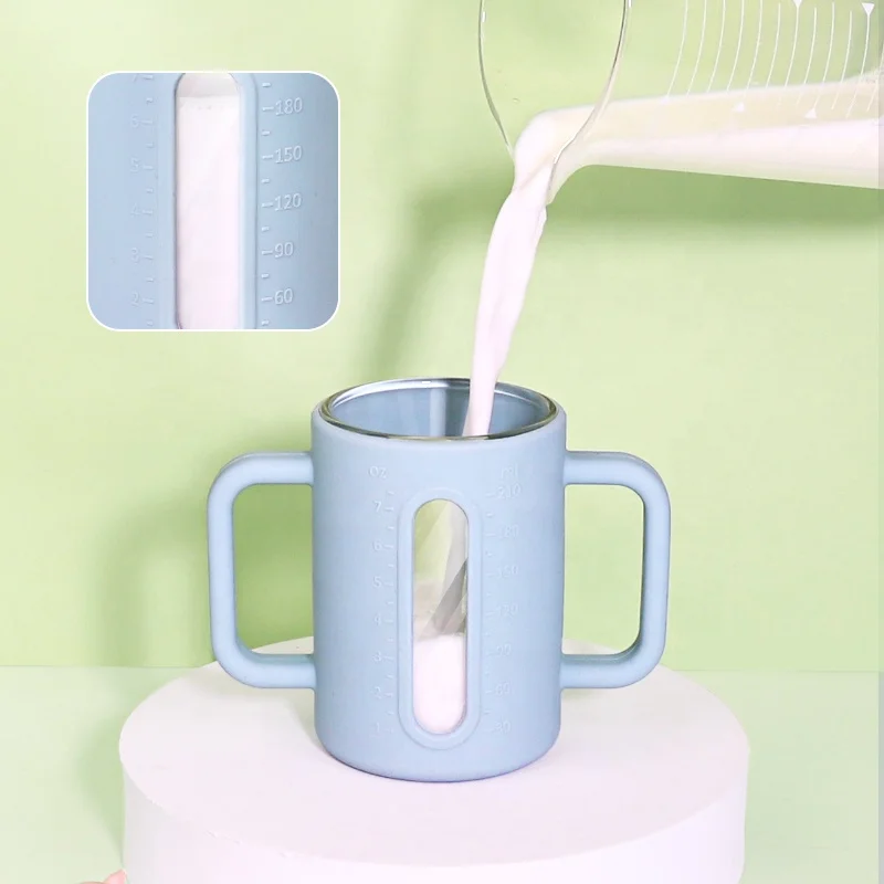 Wellfine Unbreakable Kids Water Bottle Eco Reusable Children Straw Water Cup with Silicone Sleeve Baby Milk Bottle Cup