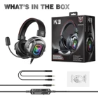Stereo K3 Wired Casque PC Stereo Gaming Headsets With Microphone LED Light For Laptop/ PS4/Xbox 1
