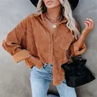 Women FORLADIES Fashion 2021 Autumn And Winter Women'S Corduroy Loose Casual Ladies Blouses Women Coat