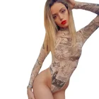 Top Winter New Retro Newspaper Printing Mesh See-through One-piece Top Women New Product Ideas 2021