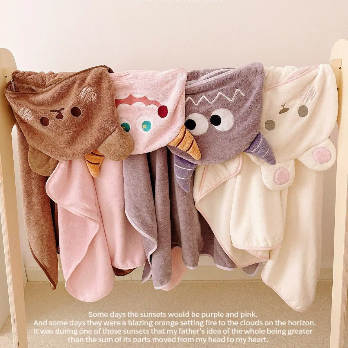 Baby Boy Girl Animal Hooded Bath Towel Toddler Towels with Hood Soft Cotton Beach Swimming Washcloth