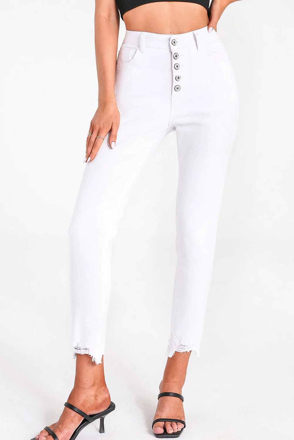 Dear-Lover New Arrivals Denim Pants Women Solid Color High Waist Harem Designer Ladies White Jeans