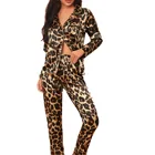 Pajamas Pajama Long Sleeve Autumn Silk Pajamas Quality Satin Family Home Wear Print Color Pajama Pajama Set